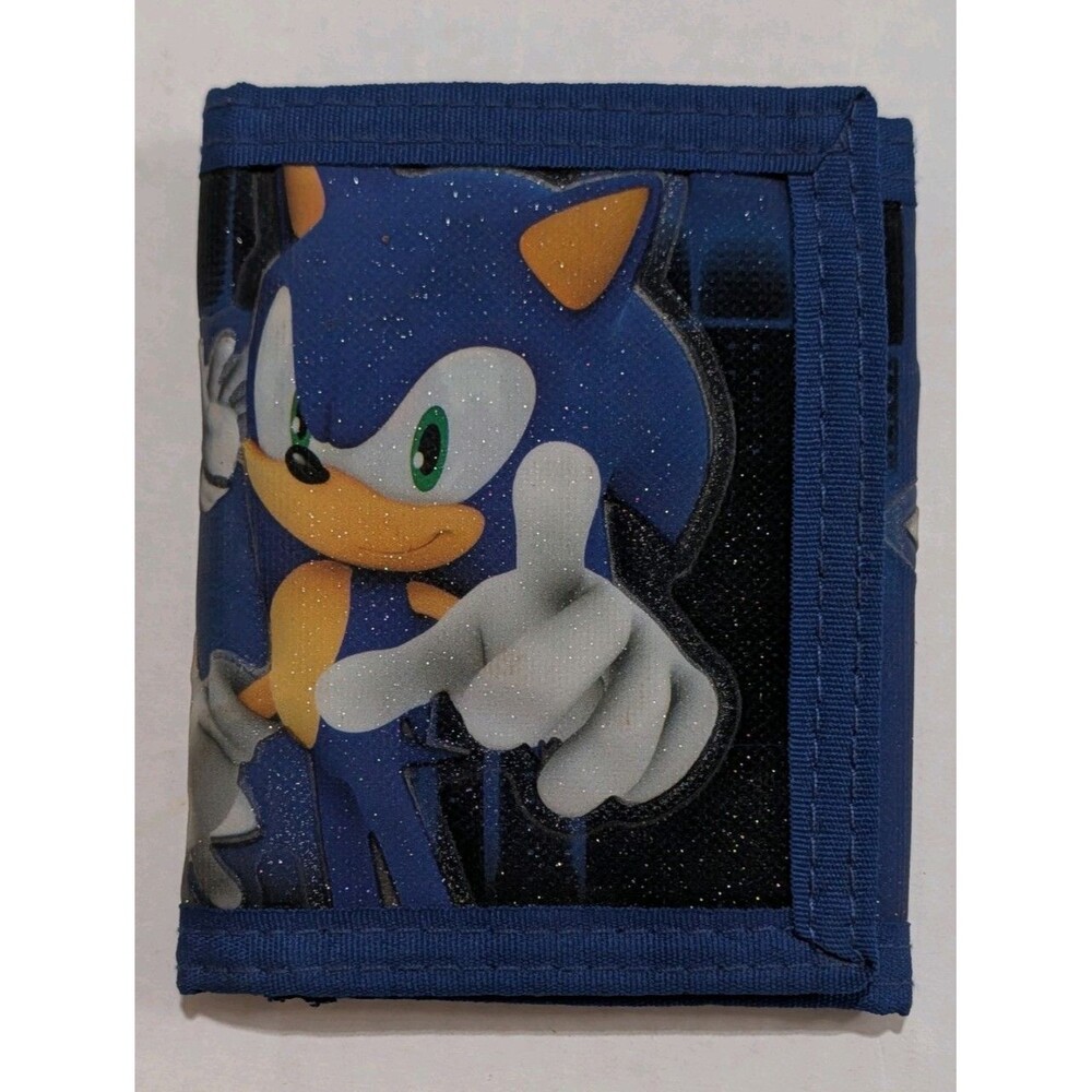 Sonic The Hedgehog Blue Nylon Trifold Wallet Tails Knuckles Sega licensed